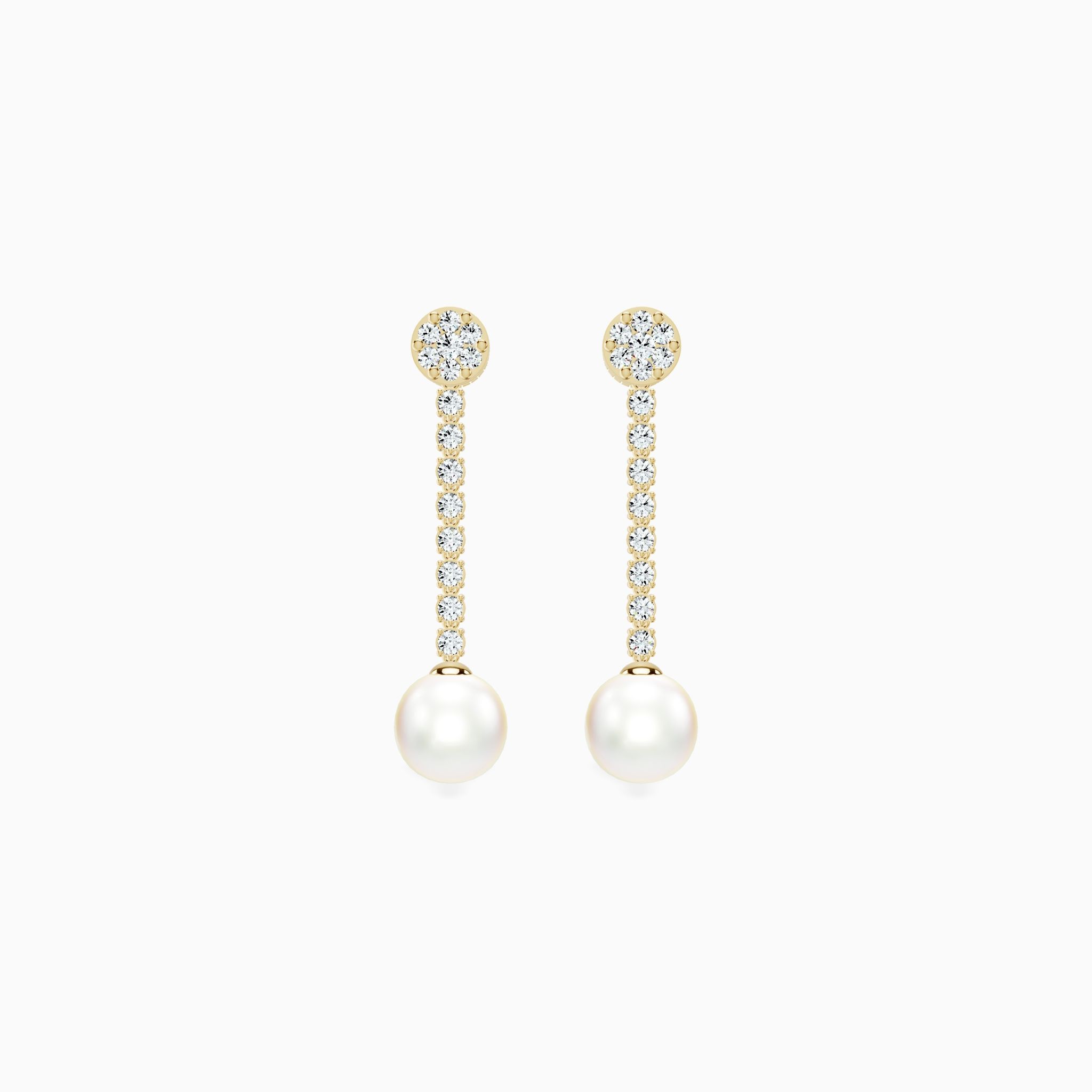 Dangling Diamond & Pearl Earrings