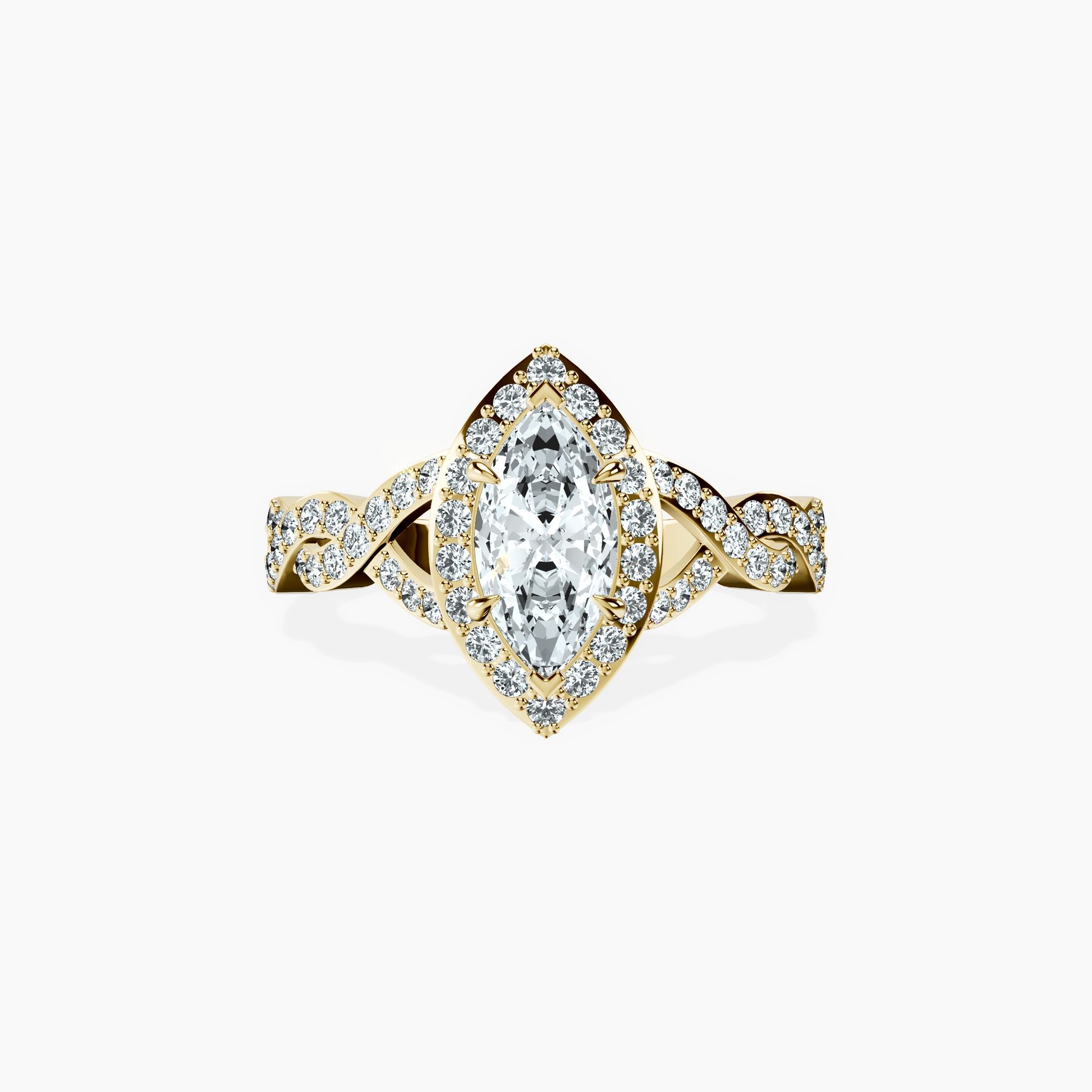 Halo Entwined Marquise Ring