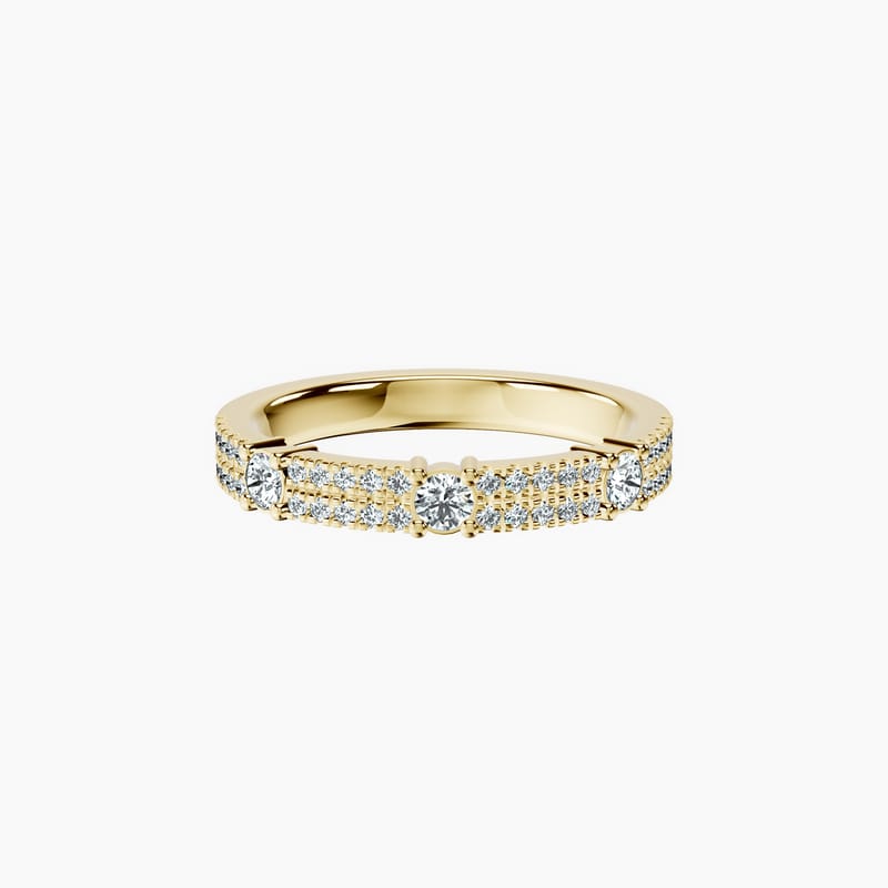 3 Stone With Pavé Band