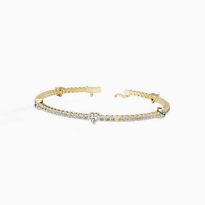 5 Station Heart Tennis Bracelet