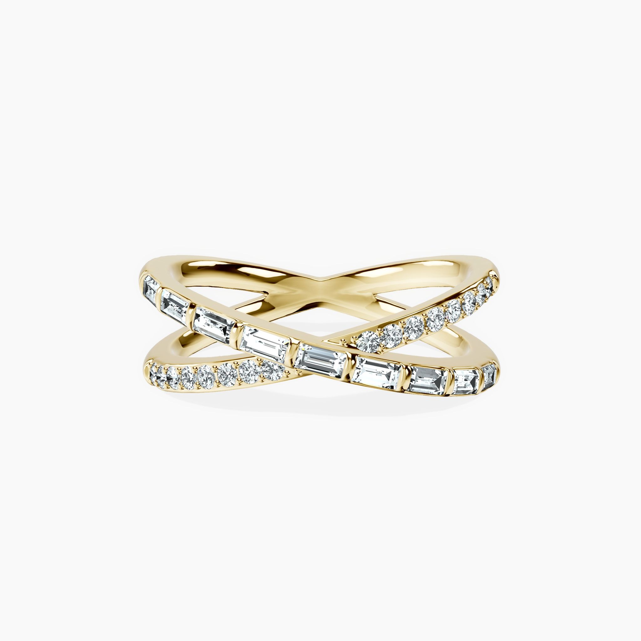 Baguette & Round Crossover Ring