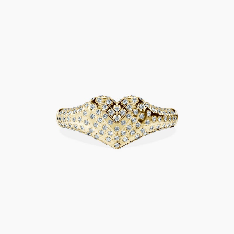 Pave Heart Signet Ring
