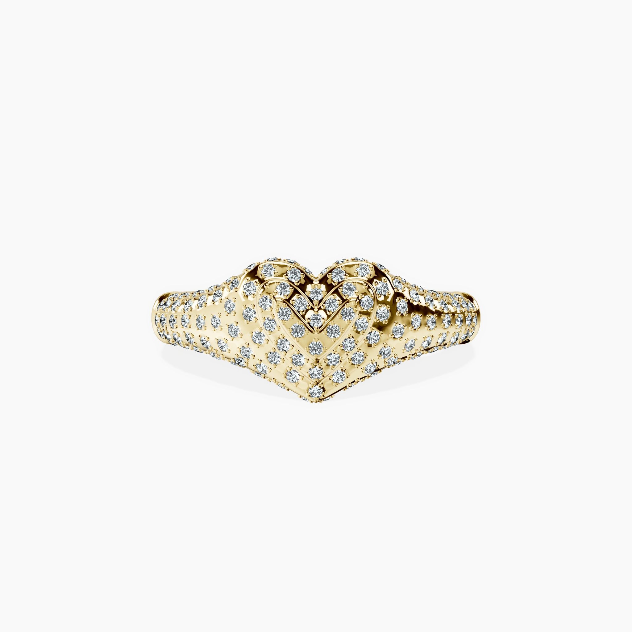Pave Heart Signet Ring