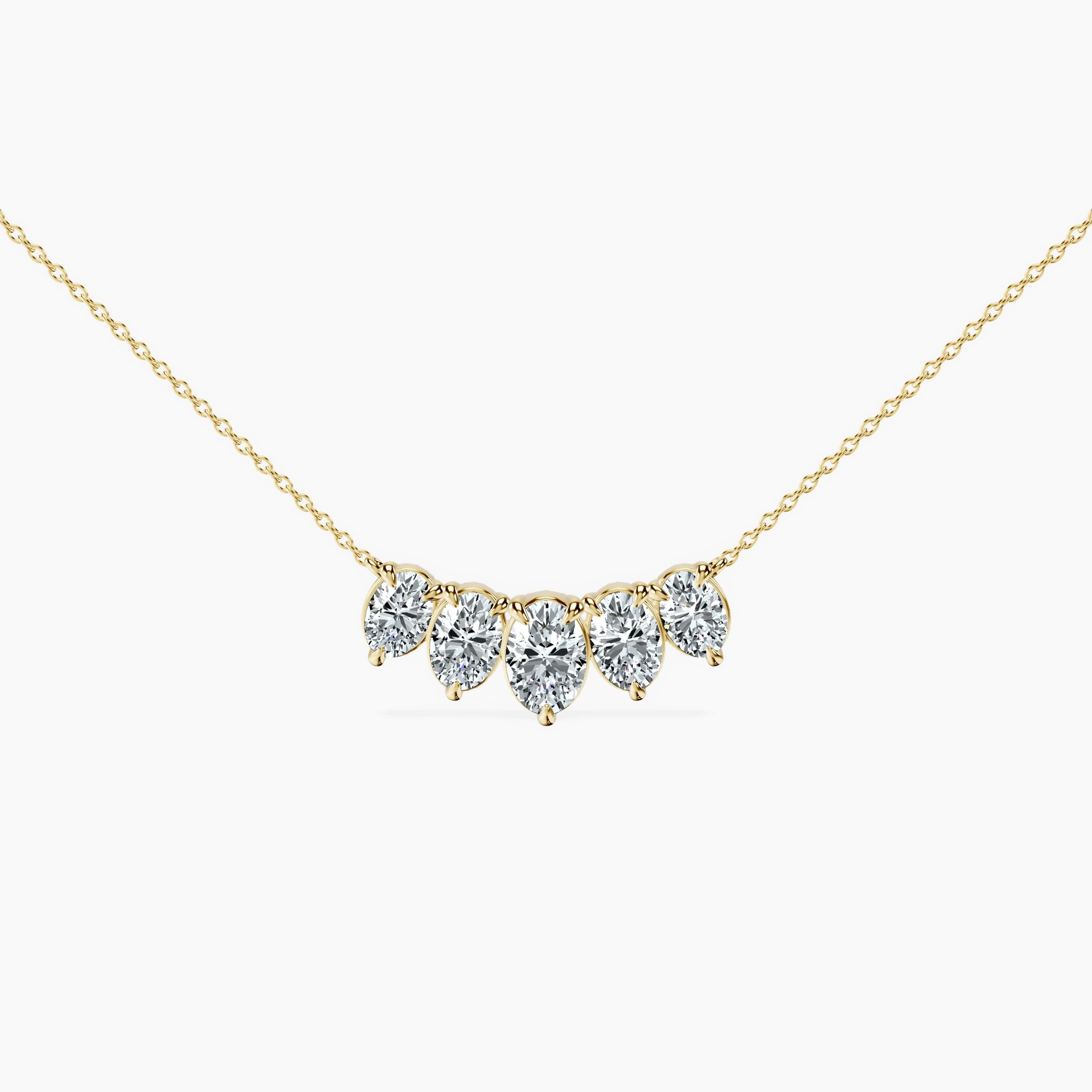 Graduated 5 Stone Oval Necklace