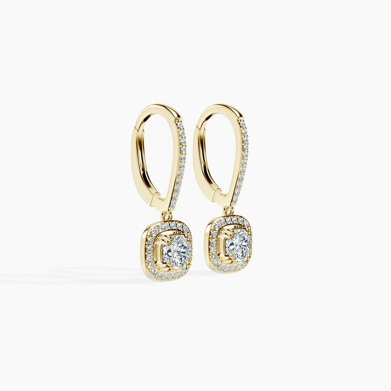 Halo Cushion Drop Earrings