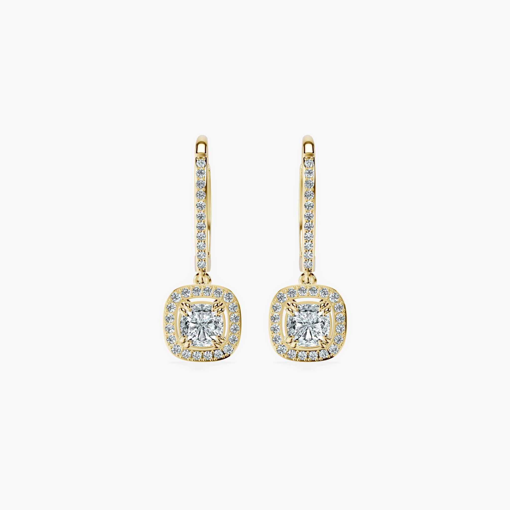 Halo Cushion Drop Earrings
