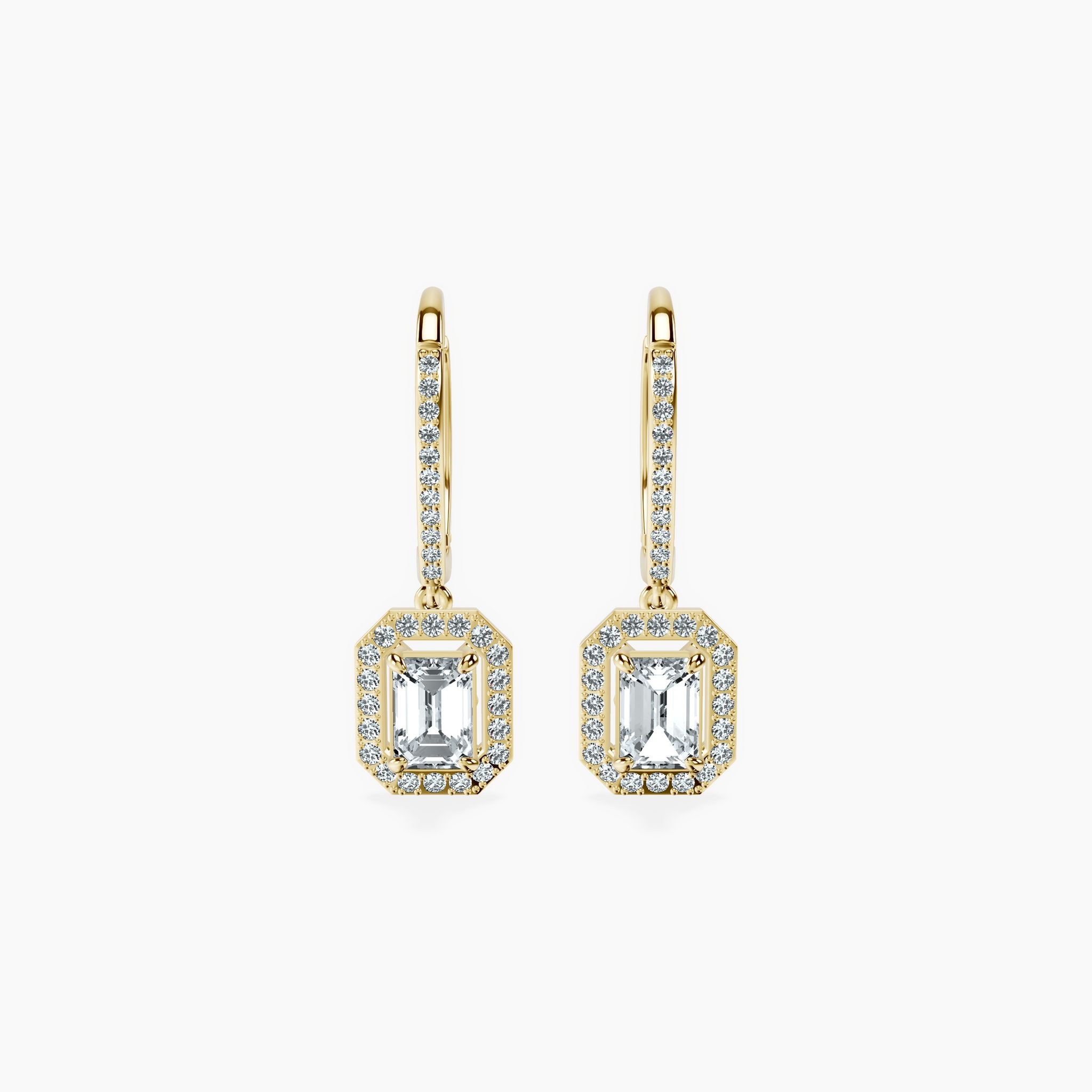 Halo Emerald Drop Earrings