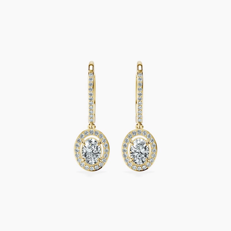 Halo Oval Drop Earrings