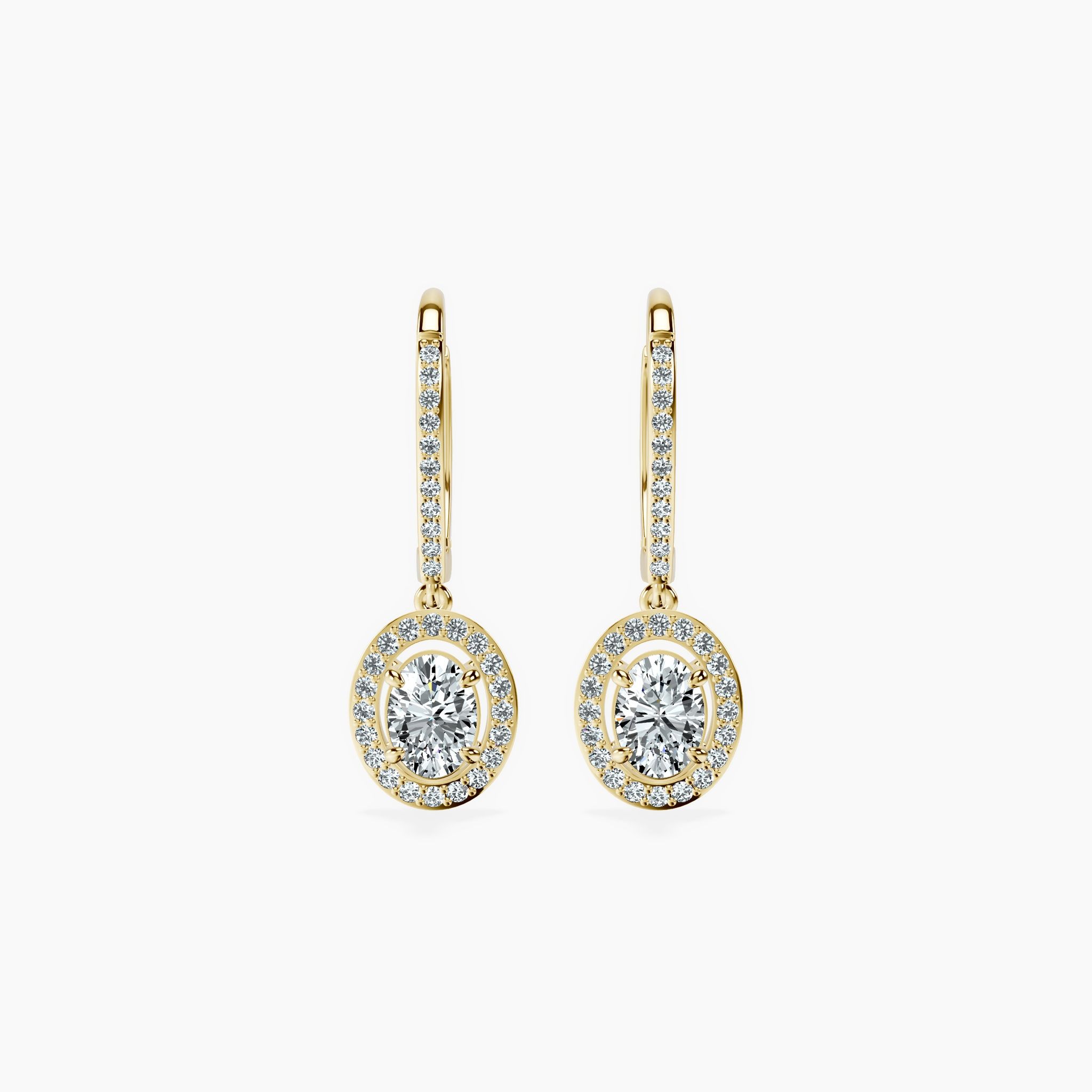 Halo Oval Drop Earrings