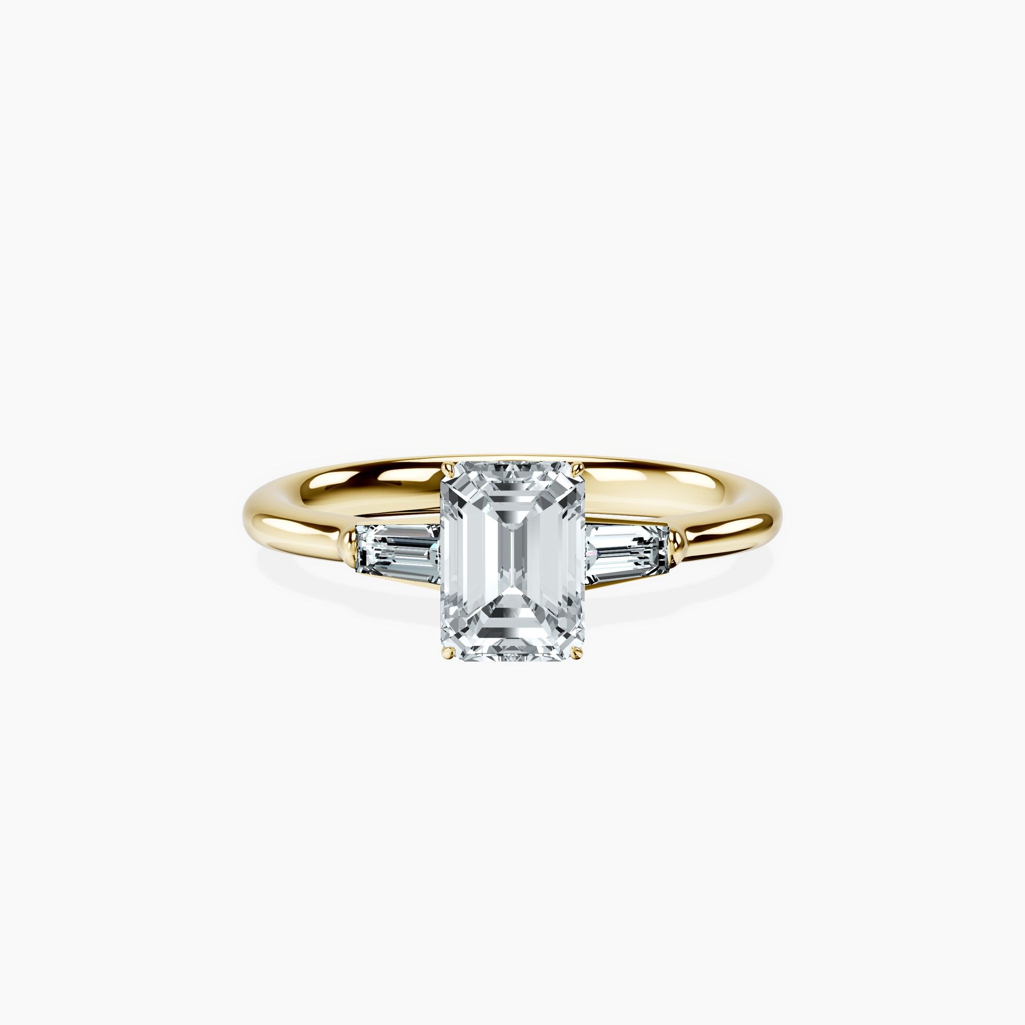 Tapered Trinity Emerald Ring