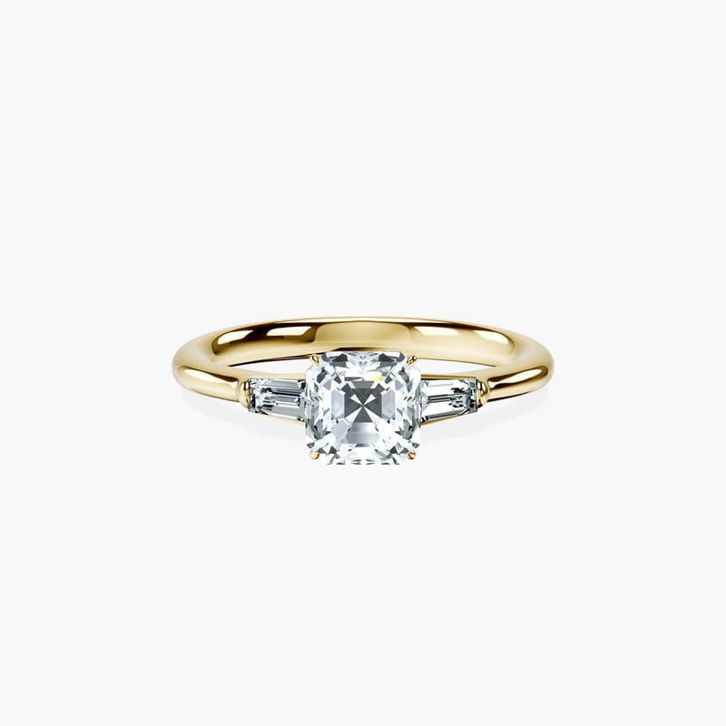 Tapered Trinity Asscher Ring