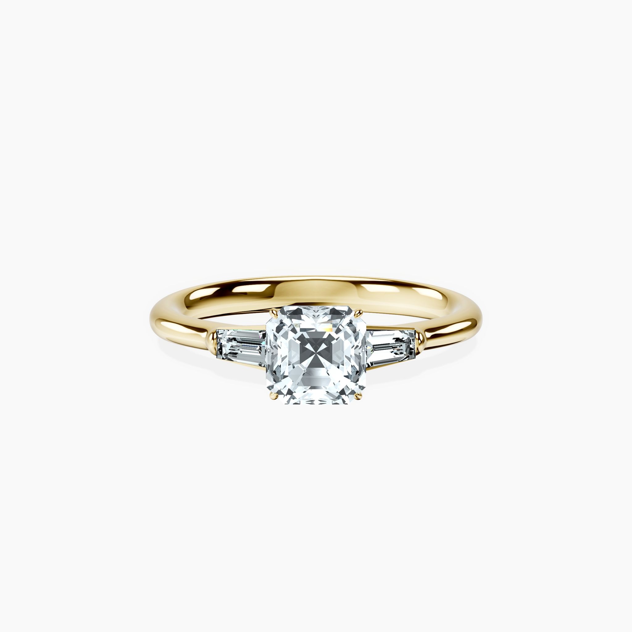 Tapered Trinity Asscher Ring