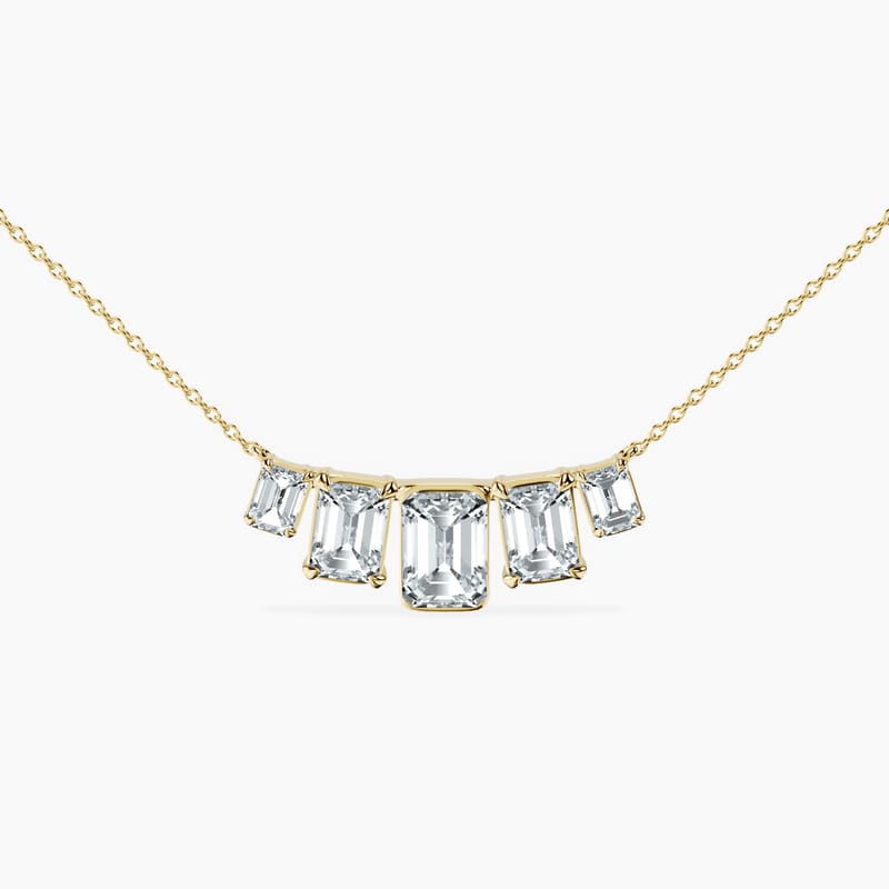 Graduated 5 Stone Emerald Necklace