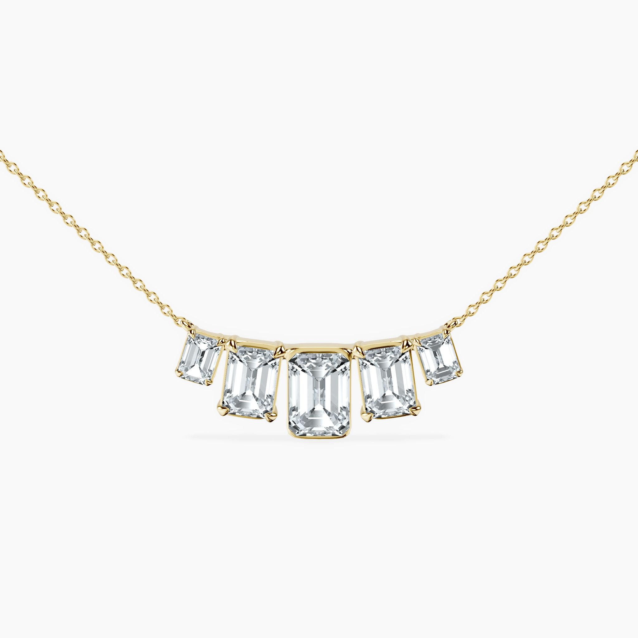 Graduated 5 Stone Emerald Necklace
