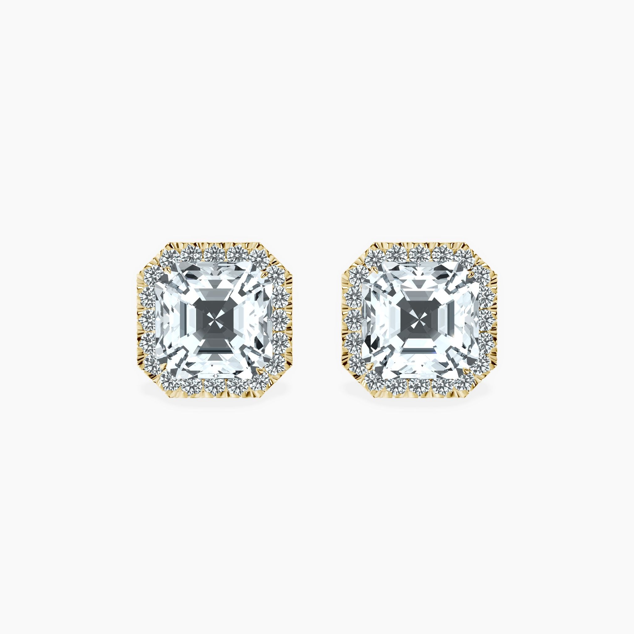 Timeless Halo Asscher Studs