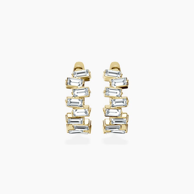 Baguette Cluster Hoops
