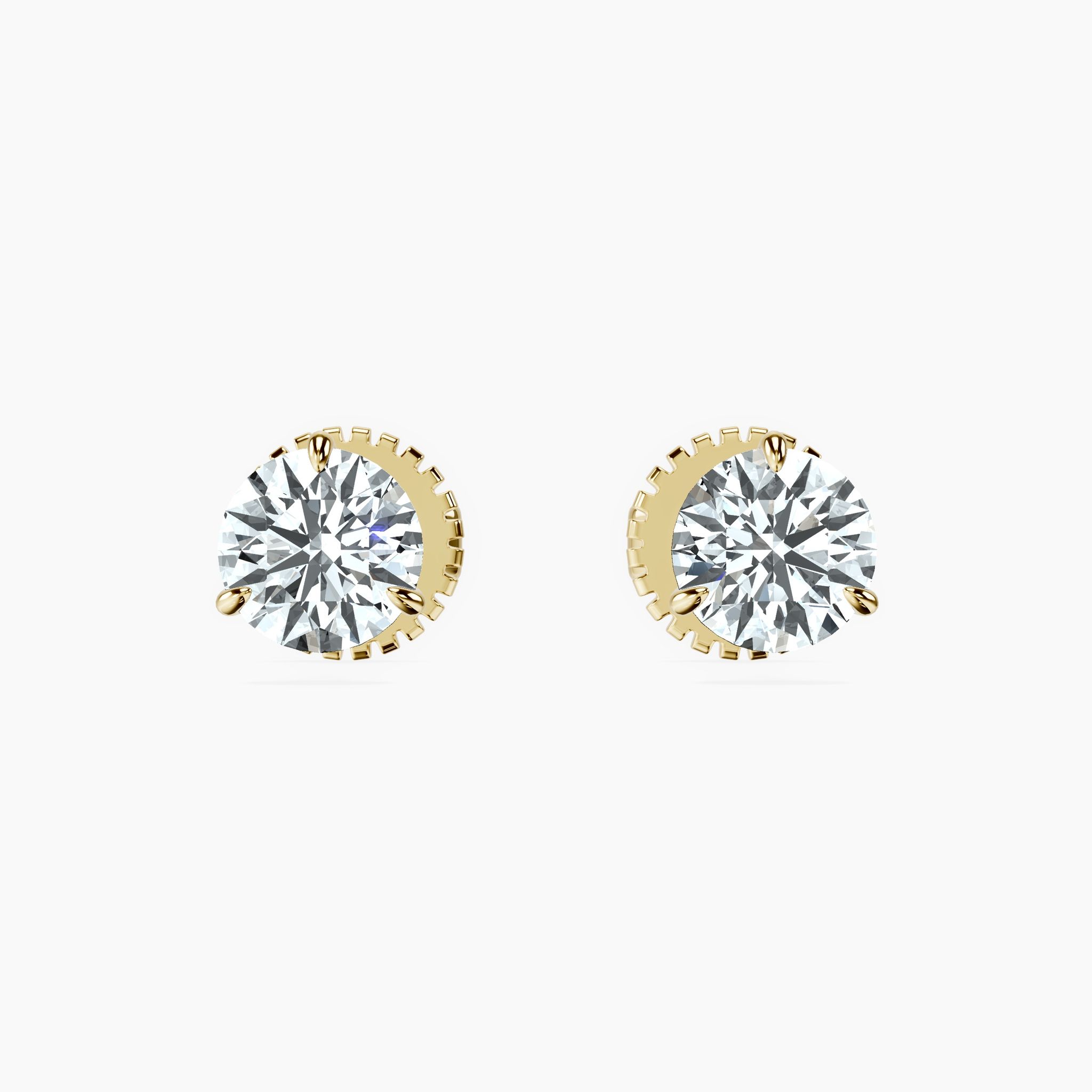 Martini 3 Prong Round Studs