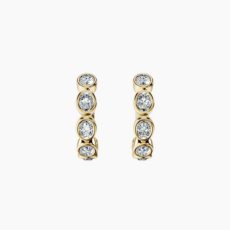 Bezel Set Oval Hoops