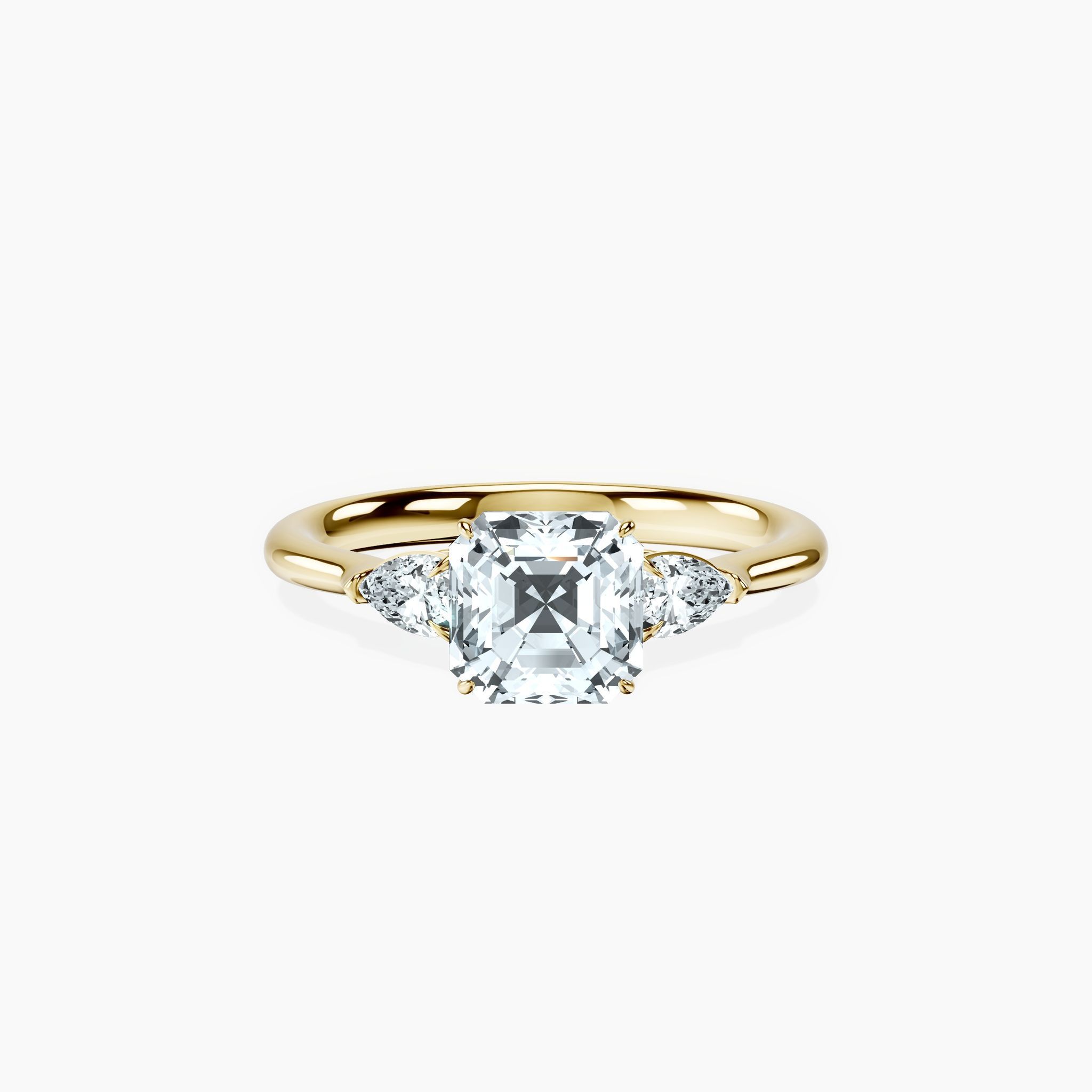 Pear Trinity Asscher Ring