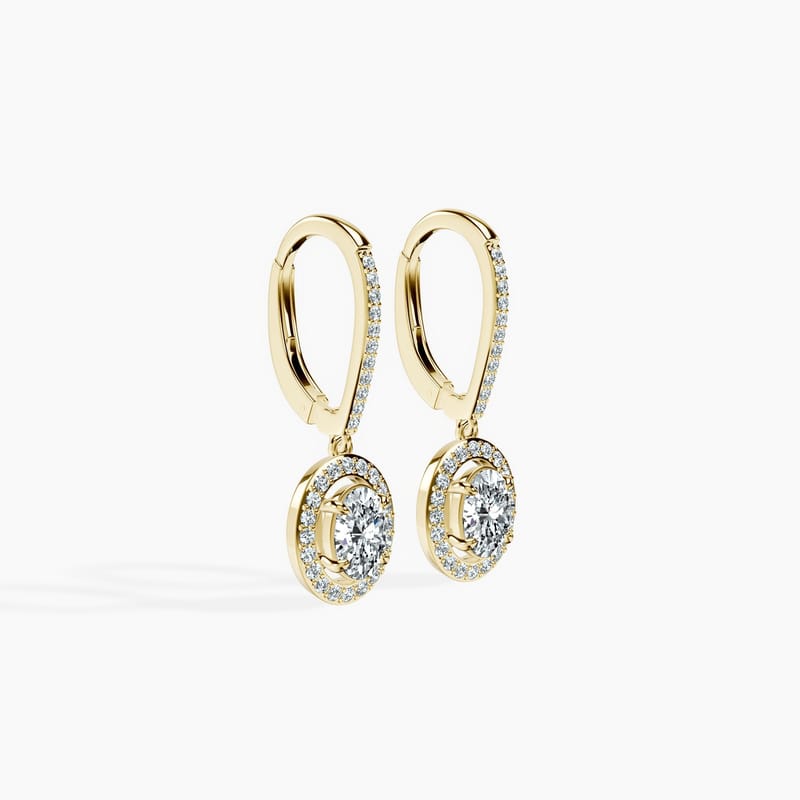 Halo Oval Drop Earrings