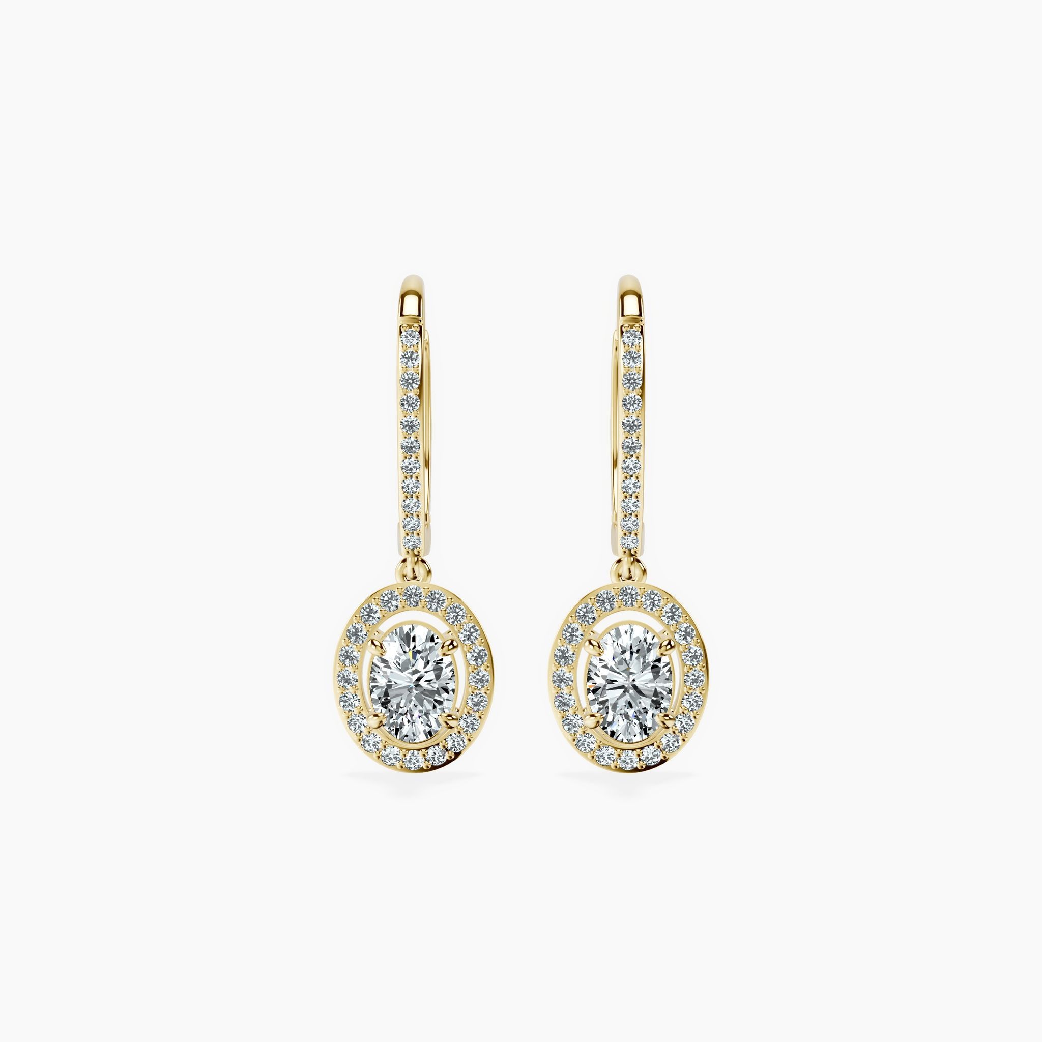 Halo Oval Drop Earrings