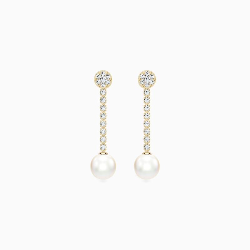 Dangling Diamond & Pearl Earrings