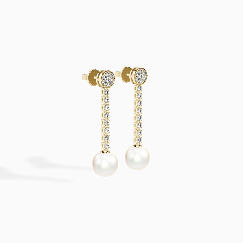 Dangling Diamond & Pearl Earrings