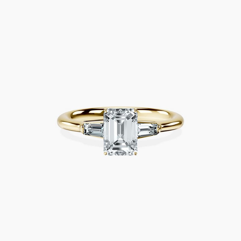 Tapered Trinity Emerald Ring
