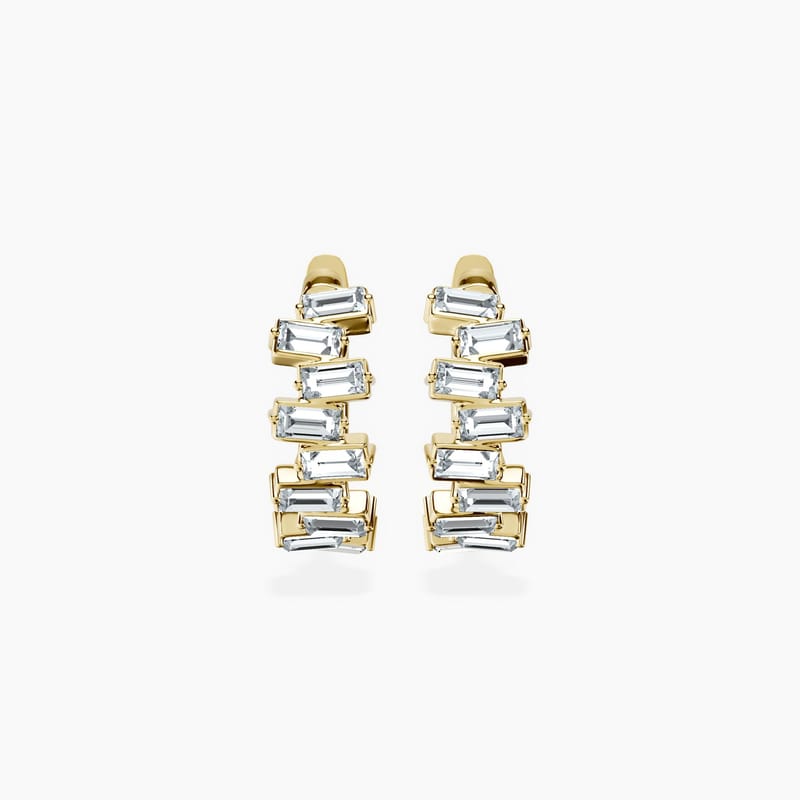 Baguette Cluster Hoops