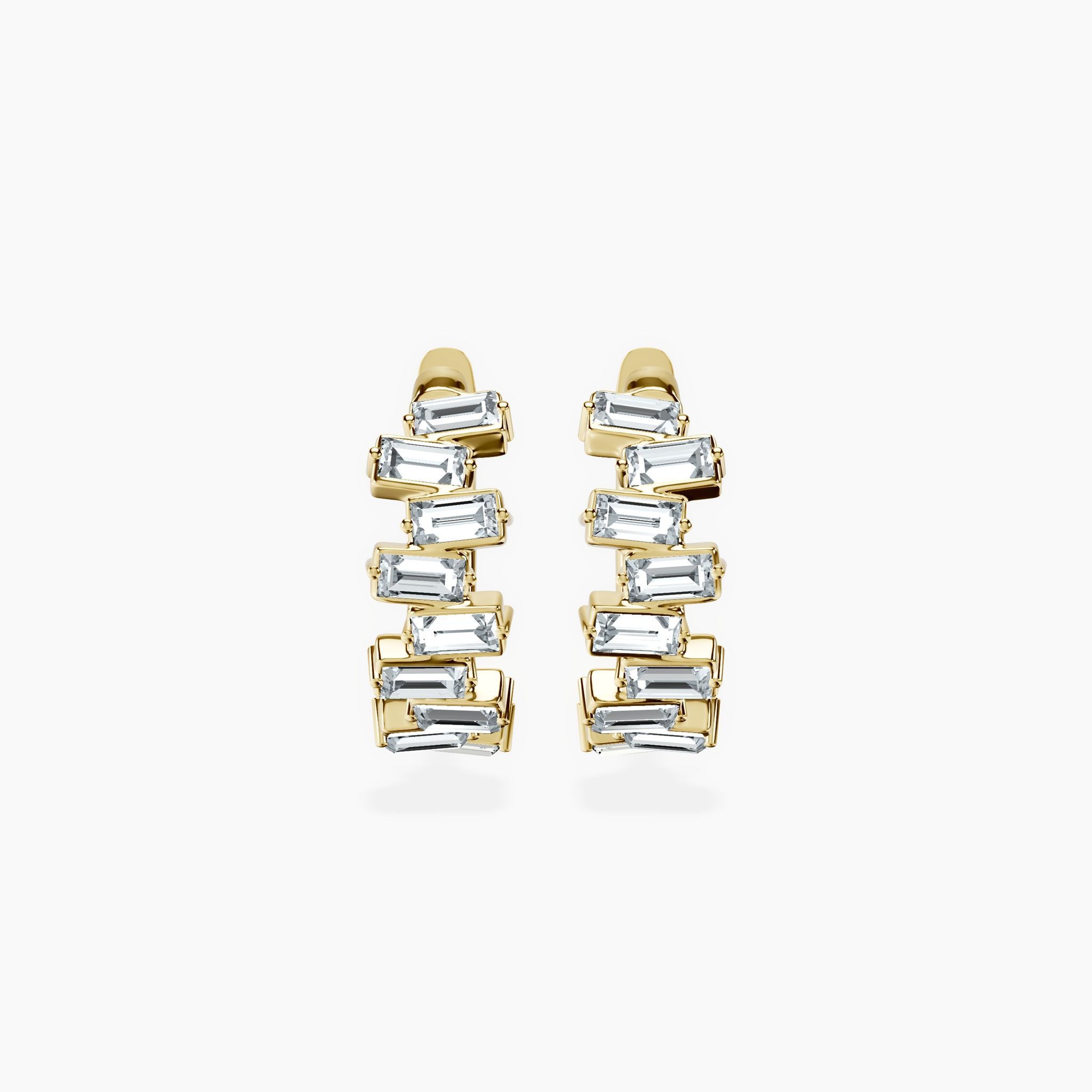 Baguette Cluster Hoops