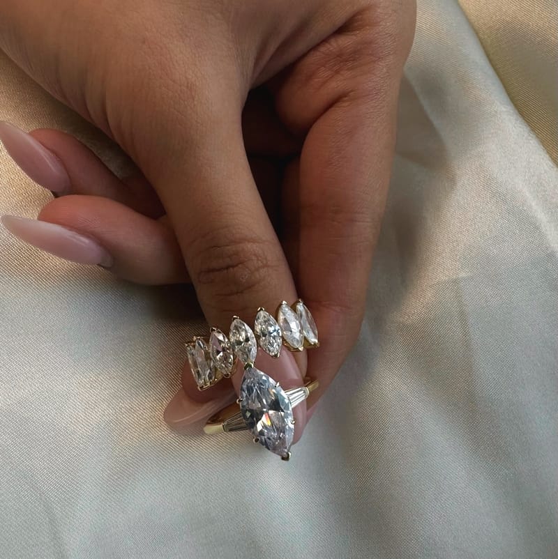 Tapered Trinity Marquise Ring