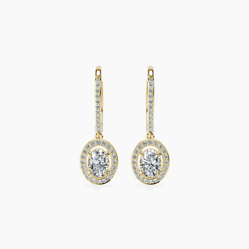 Halo Oval Drop Earrings