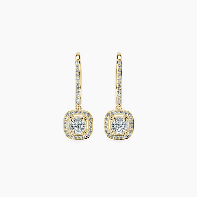Halo Cushion Drop Earrings