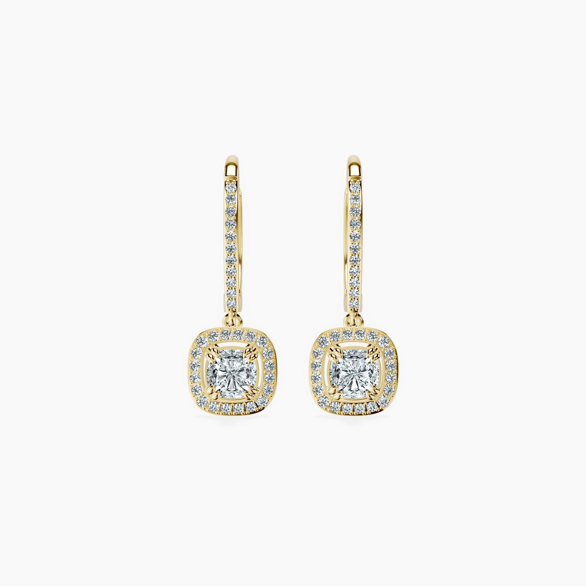 Halo Cushion Drop Earrings