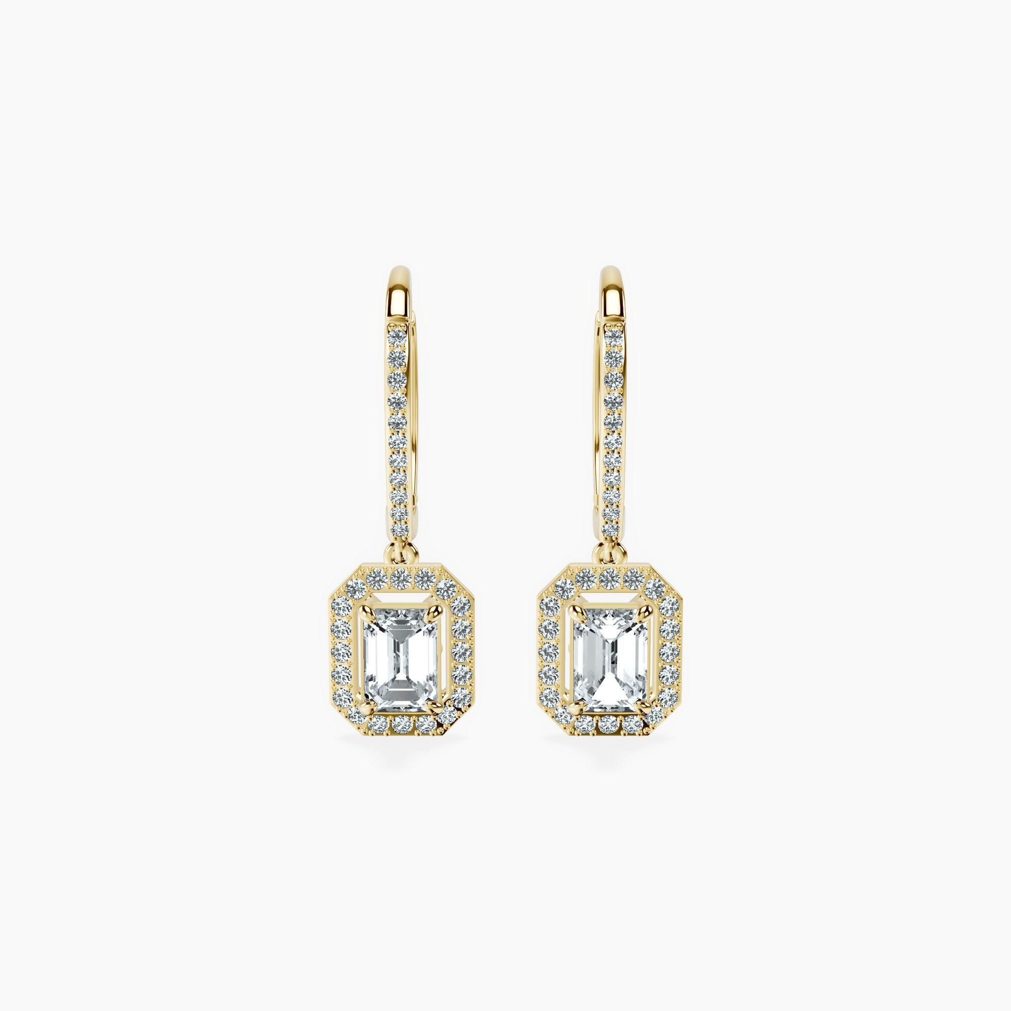Halo Emerald Drop Earrings