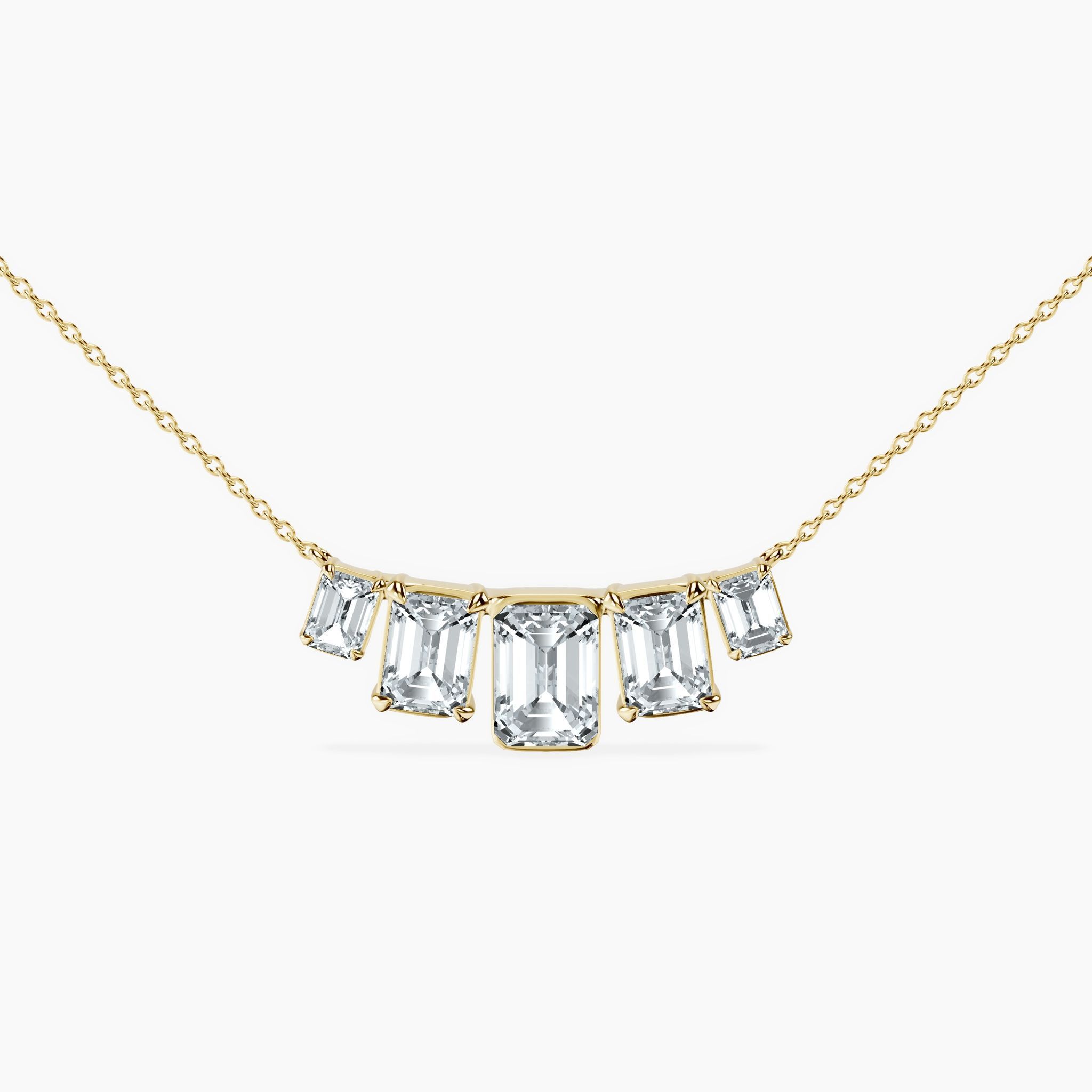 Graduated 5 Stone Emerald Necklace