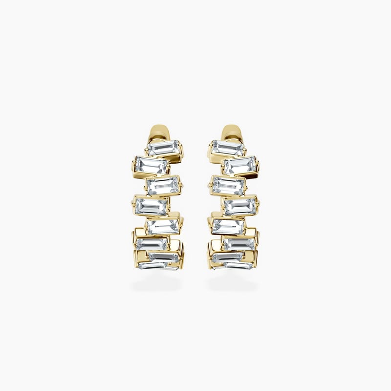 Baguette Cluster Hoops
