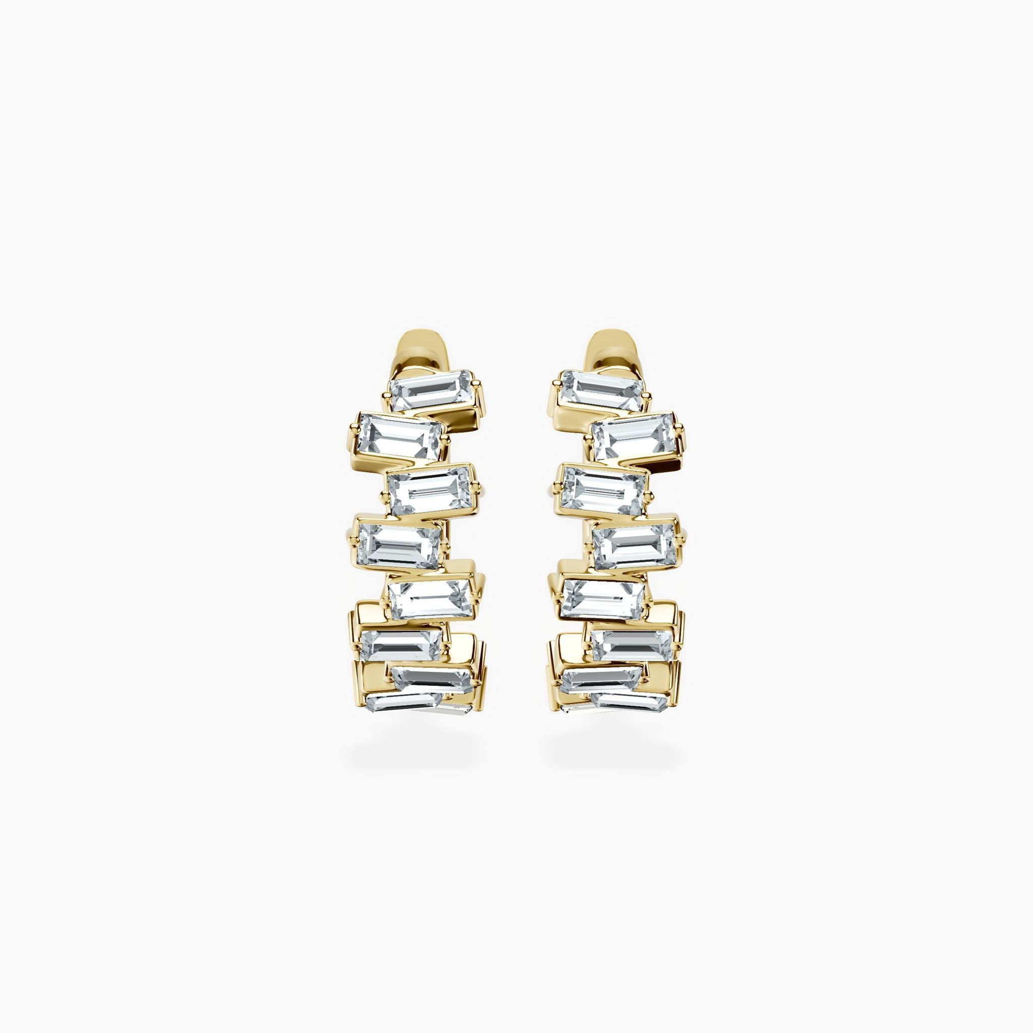 Baguette Cluster Hoops