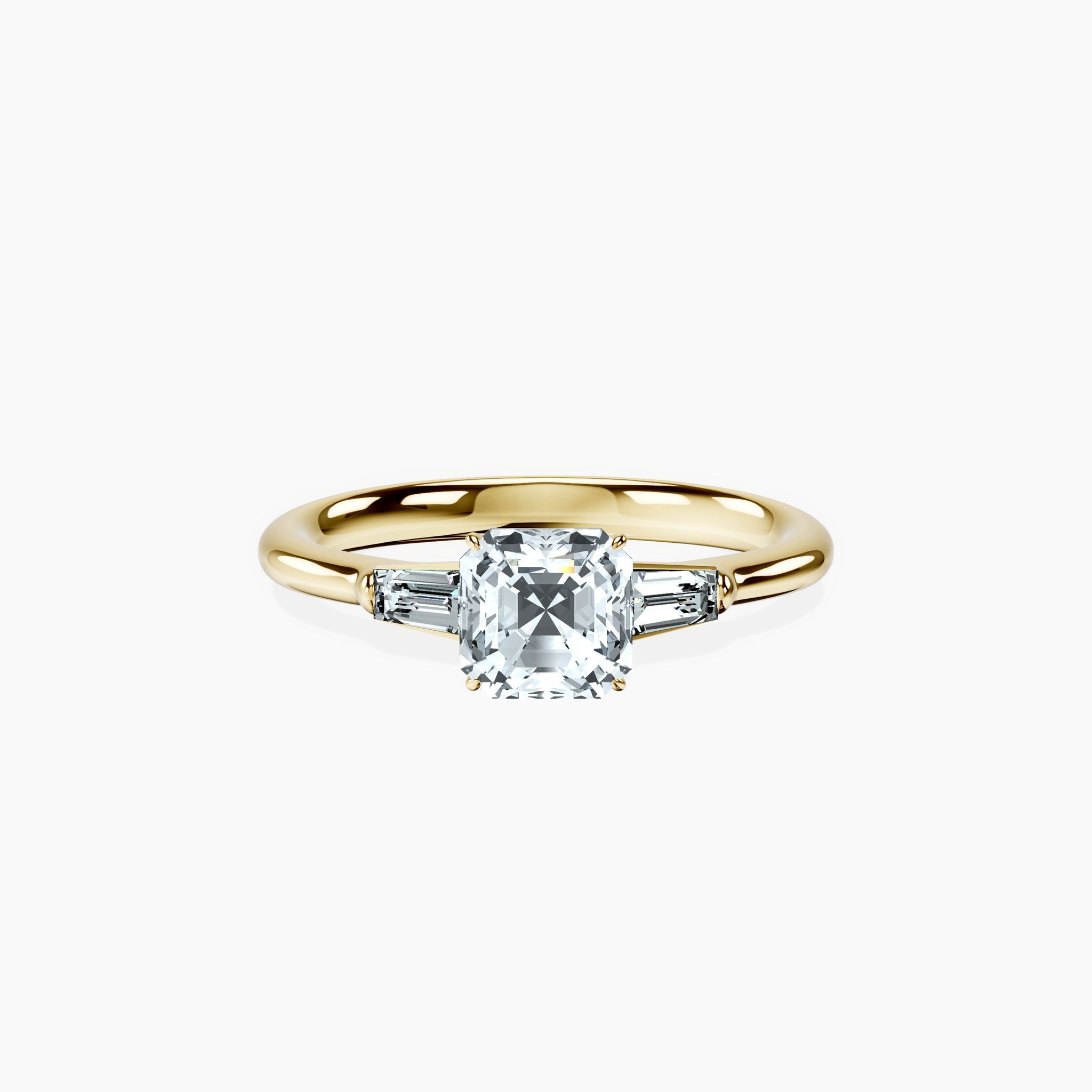 Tapered Trinity Asscher Ring