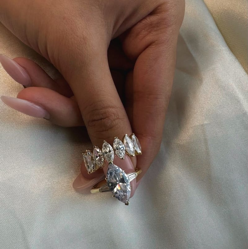 Tapered Trinity Marquise Ring