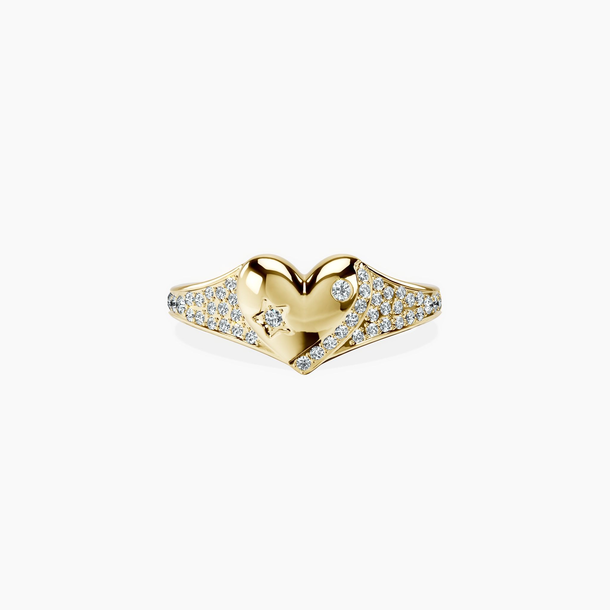 Crown Heart Pavé Ring