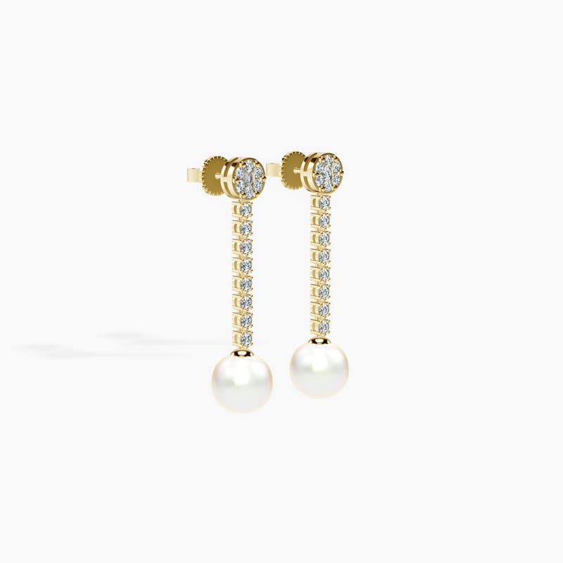 Dangling Diamond & Pearl Earrings